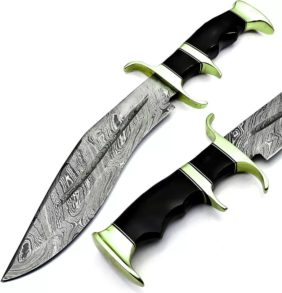 Handmade Damascus Steel Bowie Hunting Knife