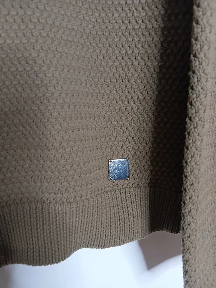 Versace Collection Knit Men S Small Brown Navy Blue Colour Block Jumper Pullover - Image 4 of 4