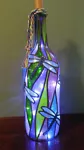 Dragonfly Wine Bottle Lamp Hand painted Lighted Stained Glass Look 2
