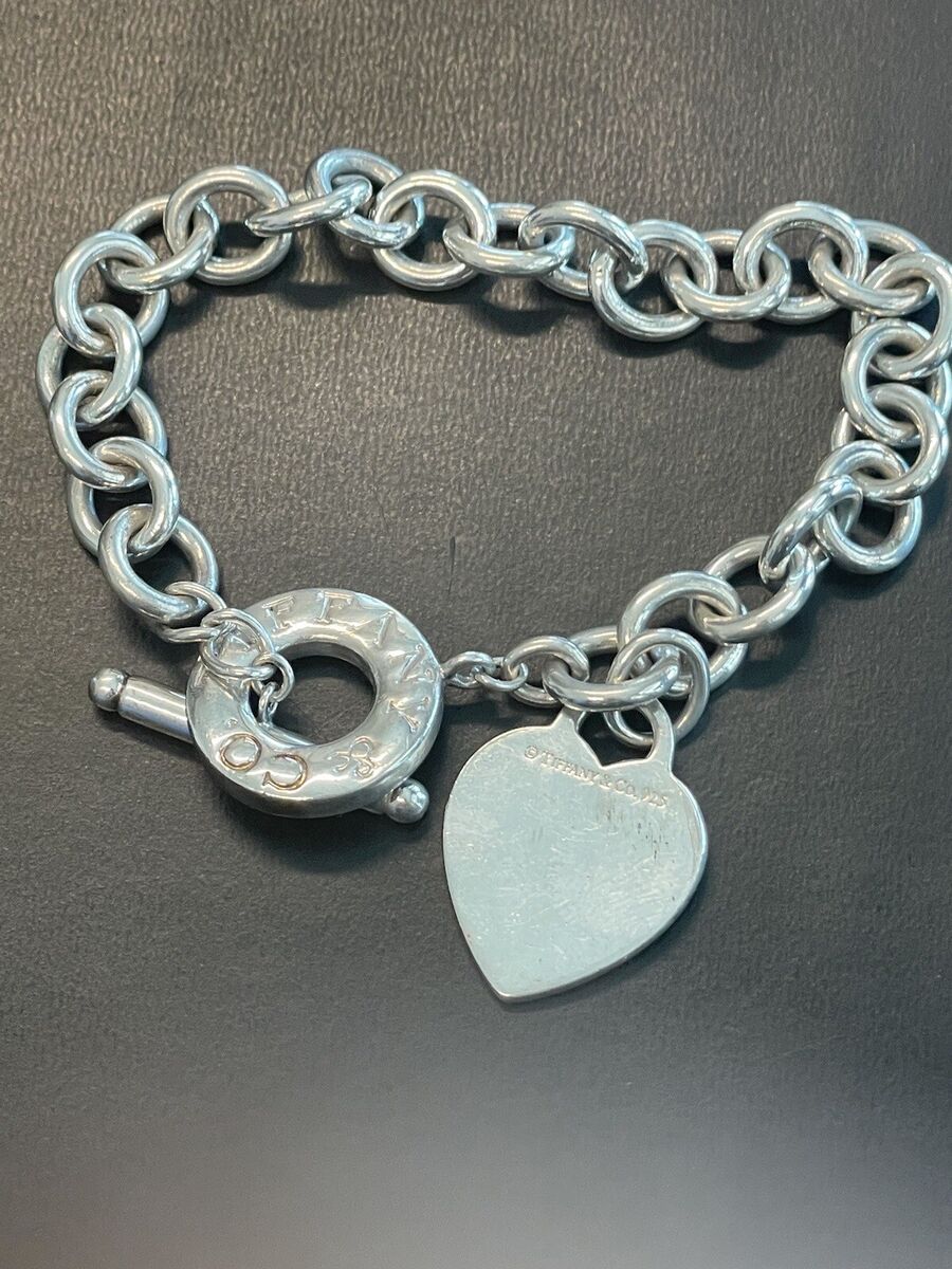 Tiffany & Co Sterling Silver Heart Tag Charm Toggle Clasp Tiffany & Co Sterling Silver Heart Tag Charm Toggle Clasp