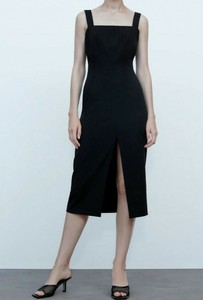 zara black shift dress