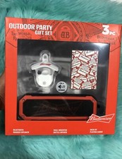 New Budweiser Outdoor Party Gift Set 3pc Bluetooth Rugged Speaker Wall Mounted