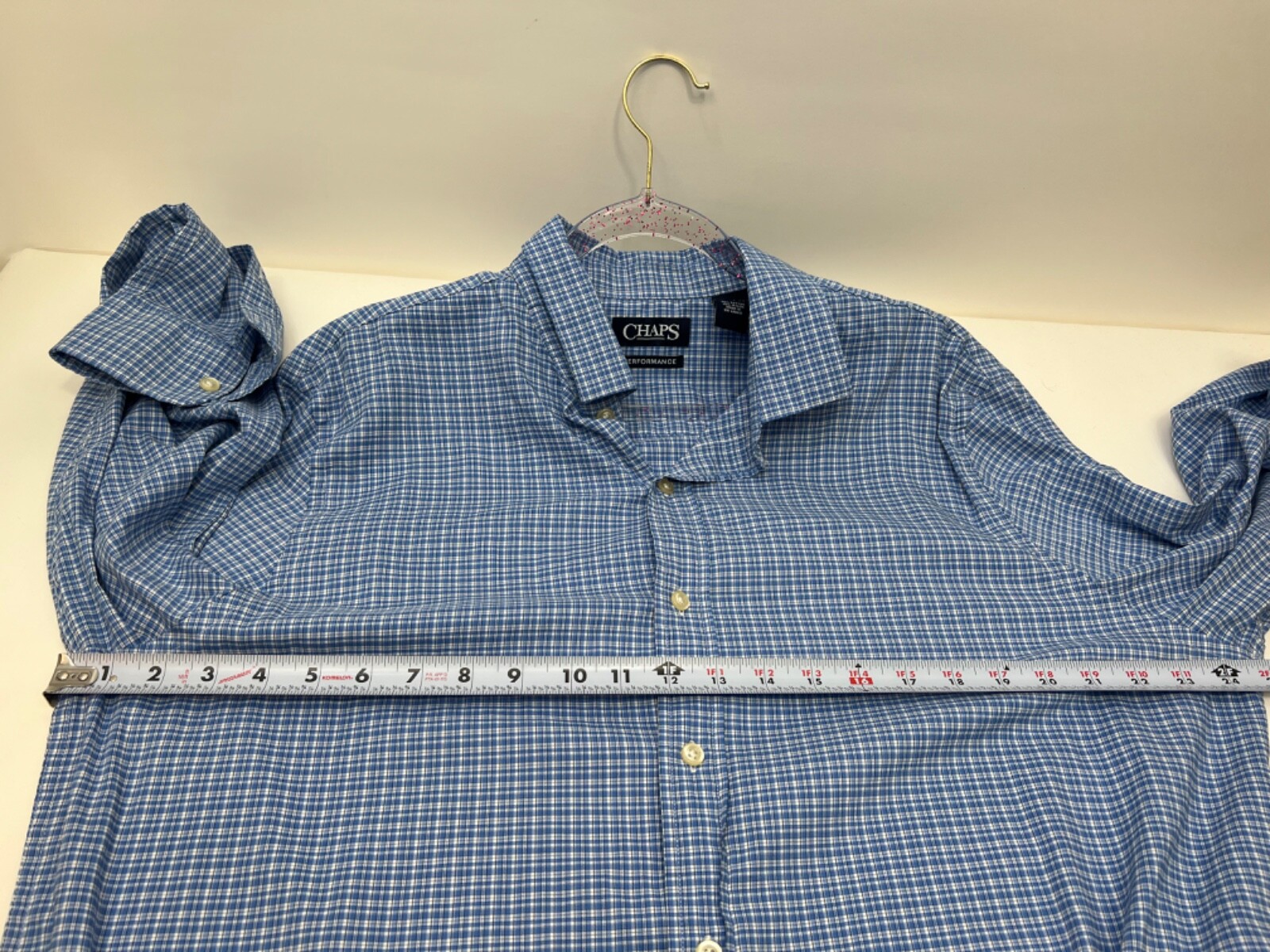 Chaps Performance Button Up Shirt Blue Plaid Long… - image 10