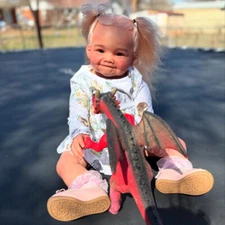 28'' Finished Reborn Baby Doll Toddler Girl Cloth Body Rooted Hair Handmade Gift