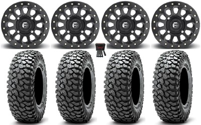 Fuel Vector Beadlock 15'' Wheels Bk 35'' RocScraper Sticky Tires Can-Am Defender