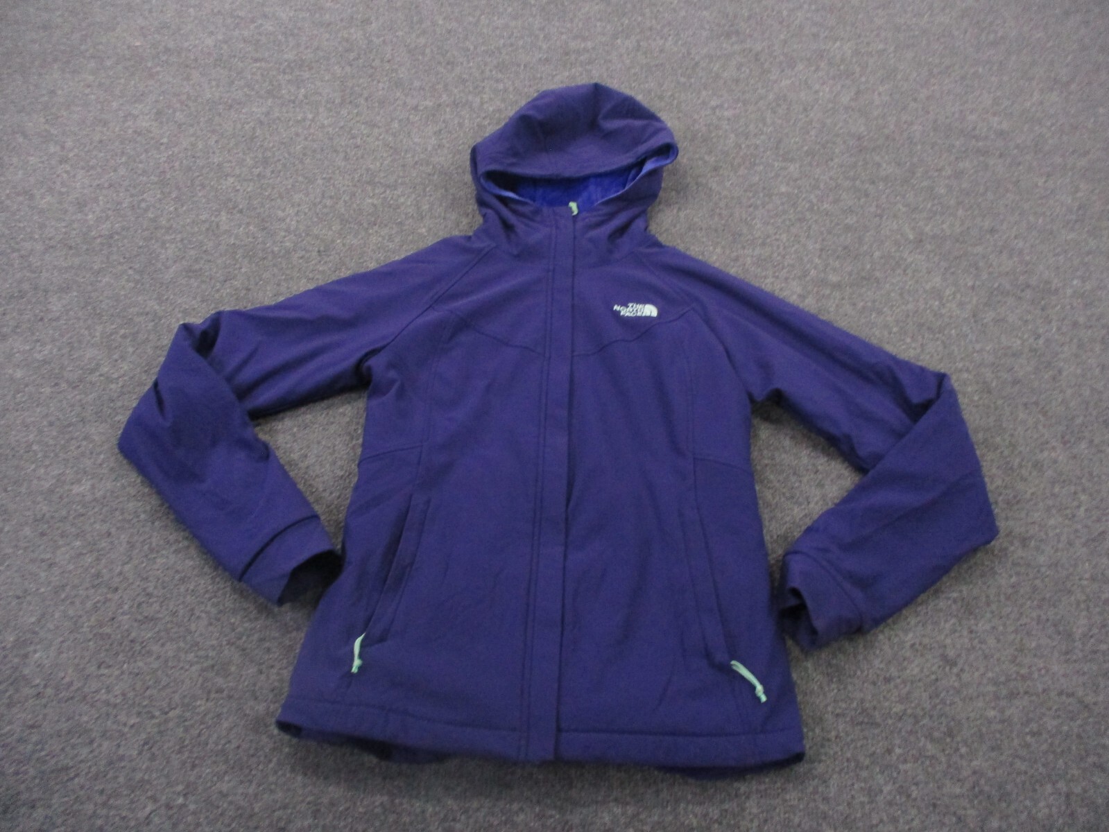 North Face Jacket Adult S Purple Hoodie Logo Outdoors Hiking Fleece Womens