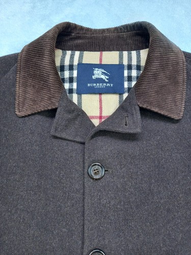 BURBERRY LONDON Overcoat Merino Wool Jacket Coat Nova Check Brown Men's Size 4 - Picture 6 of 21