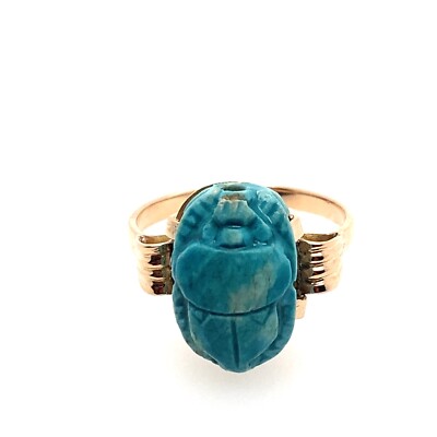 Vintage Egyptian Revival 14k Rose Gold Scarab Ring