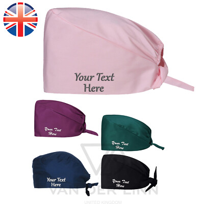 Personalised Embroidered Surgical Scrub Cap Cotton Adjustable