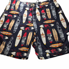 Nautica Hawaiian Aloha Surfboard Print Swim Board Shorts Size 36 W Multi Color