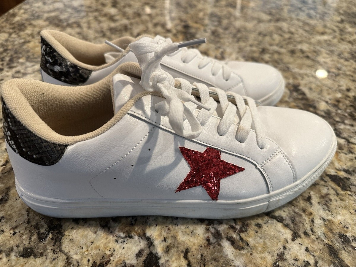Women's Size 10 Portland Sneakers With Red Sparkle Star