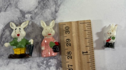 Vintage Murray Allen Blue Metal Tin Easter Egg Bunny w/Miniature Bunny Family - Picture 6 of 8