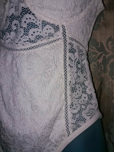Lace Bodysuit S Ibiza Bra Cups Swimsuit Costume Burlesque Bodice Madonna y2k - Picture 7 of 8