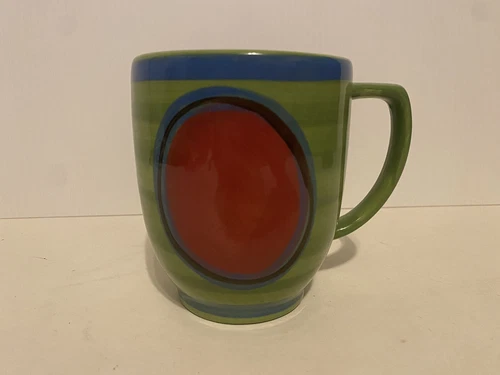 Vintage Gail Pittman Creation Green Blue Red Mug Signed 2001 Rare