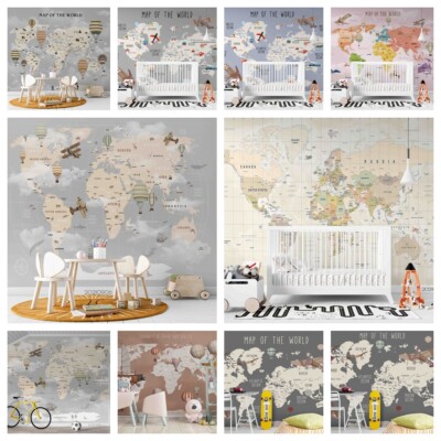 3D World Map Balloon Self-adhesive Wallpaper Removable Wallpaper Wall Mural