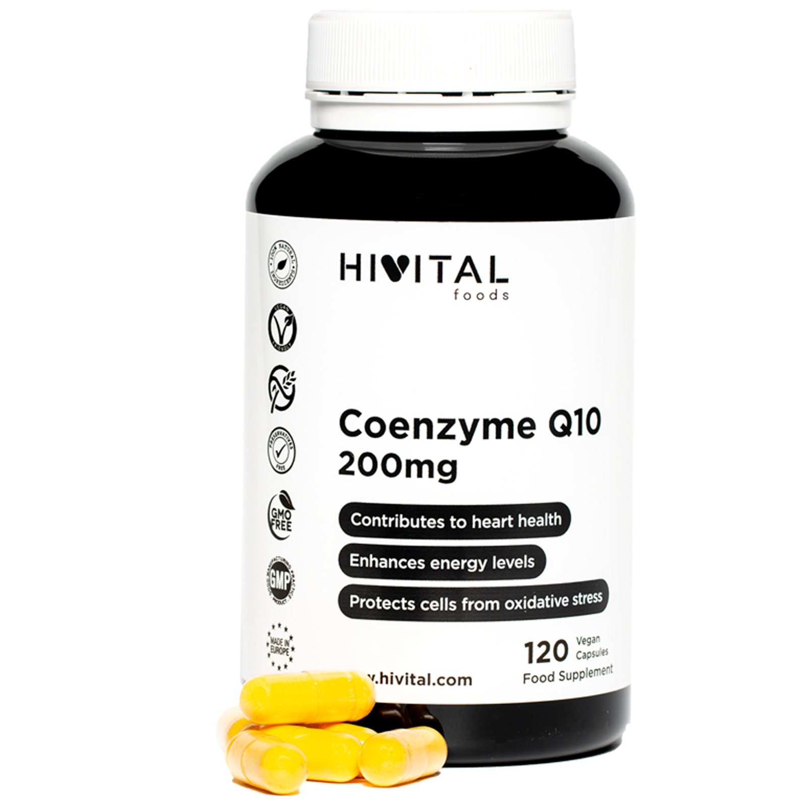 Coenzima Q10 200 mg. 120 cápsulas veganas para 4 meses de tratamiento.