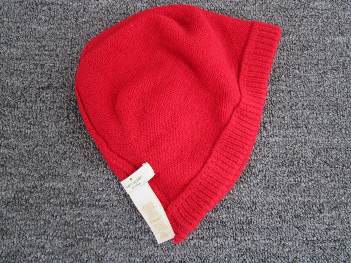 Kate Spade Women’s Vibrant Red Knit Hat with Kate Spade Bow New No Tag Kate Spade Bow Beanie New Women Knit Winter Hat warm holiday  main image 4