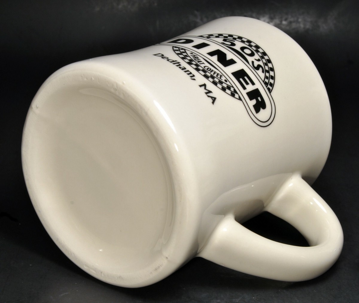 50's Diner Coffee Mug Dedham, MA Restaurant Ware 10oz. Cup Black & White  Logo