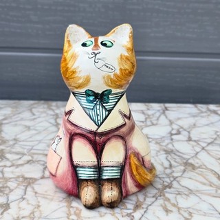 Vintage Joan & David de Bethel Rye Pottery Cat Signed to Base Cinque Ports 1965