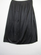 Vintage Vassarette Satin Skirt Half Slip w/Slit Women Large Black Nylon