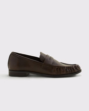 Women's Genuine Leather Loafers Ruched Round Toe Penny Slot Slip On Shoes, New!!