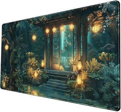 Cozy Anime Mouse Pad- Green Lofi Desk Mat - Cute Desk Decor, XXL-31.5x15.7in-...