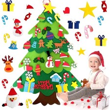 DIY Felt Christmas Tree Set Detachable Ornaments Kids Wall Decor Hanging Gift