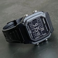 Casio Digital Watch Quartz Resin Black Inverted LCD Used