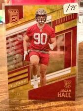 2022 Panini Donruss Elite Rookies Yellow #'d /75 Logan Hall #189 Rookie RC