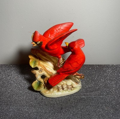Vintage Red Cardinal Pair in TreeFigurine - 5-1/2'' Tall.