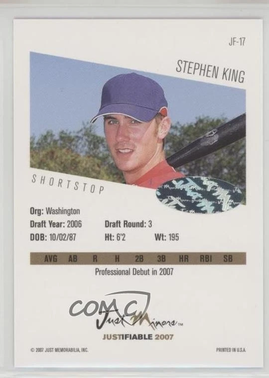 2007 Just Minors Justifiable Auto Stephen King #JF-17 Auto - Image 2 of 2