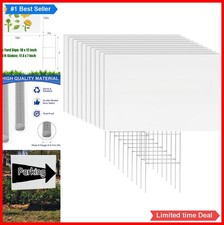 Corrugated Plastic Yard Sign 18 x 12 Inch 4 mm White with Metal H Stakes 10 Pack