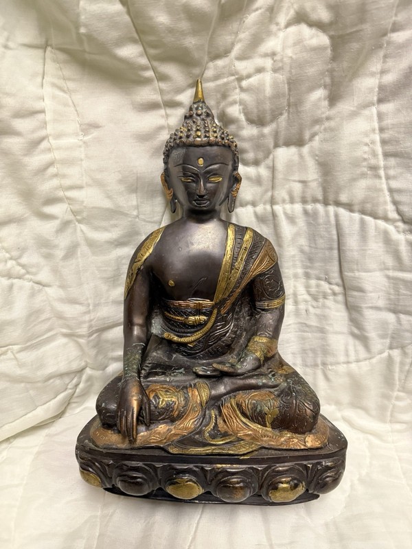 Buddha Statue Solid Brass Made In India 14 Inches Tall