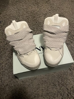 Lanvin Curb Sneaker, Weiß Grau, Größe 39