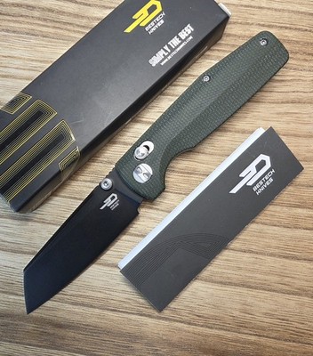 New Bestech Slasher Pocket Knife Micarta Handles D2 Sheepsfoot Blade Bestechman 