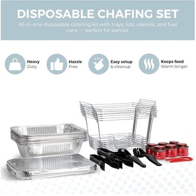 Fuel Can Chafing Dish Set, 6 Pack - Warming Trays Included