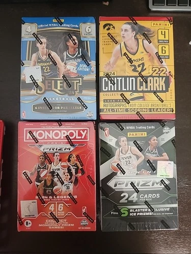 2024 WNBA Blaster Box Lot Of 4. Caitlin Clark, Monopoly, Select And Prizm