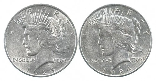 1924 & 1924 & Peace Silver Dollar $1 Bullion Collection Lot *916