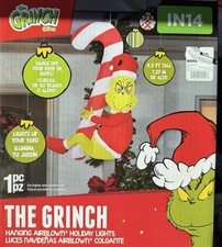 NEW Dr. Seuss' Hanging Grinch Candy Cane Christmas Airblown Inflatable 4.5' Tall