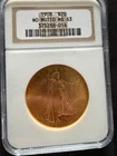 1908 $20 Saint Gaudens Gold Double Eagle No Motto NGC MS63 High Grade Pre-33 Gol