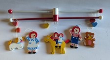 Vintage Raggedy Ann Andy Wooden Nursery Mobile Missing Music Box Spinning...