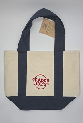 Trader Joe's Christmas 2025 Edition Mini Reusable Canvas Tote Bag, NAVY Blue NWT