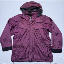 VTG Eddie Bauer EBTEK GoreTex Jacket Mens L Burgundy Red Hooded Waterproof Parka