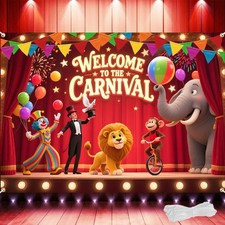 Welcome to the Carnival Banner   Large 82x60 Inch Carnival Backdrop with 1