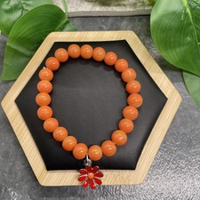 6.5 Plus Stretch Bracelet Set Stone Bead Flower Charm New Free Ship B49