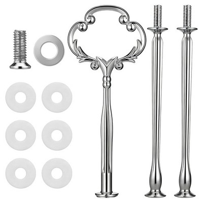 3 Tier Cake Stand Hardware Kit Tiered Tray Handle Set Silver Metal