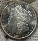 1880-s Morgan Silver Dollar Brilliant Uncirculated Cameo With Slight Mirrors