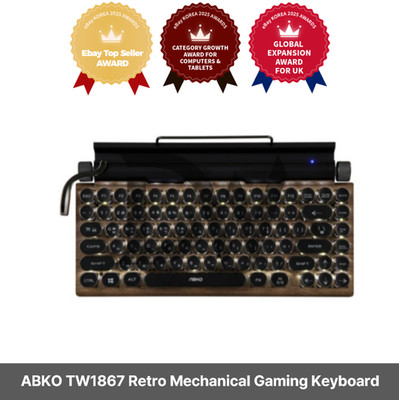 ABKO TW1867 Retro Mechanical Bluetooth Gaming Keyboard Blue Click