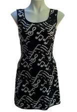 VTG Michele Vincent Women's S Black White Sequin Mini Dress Music Related