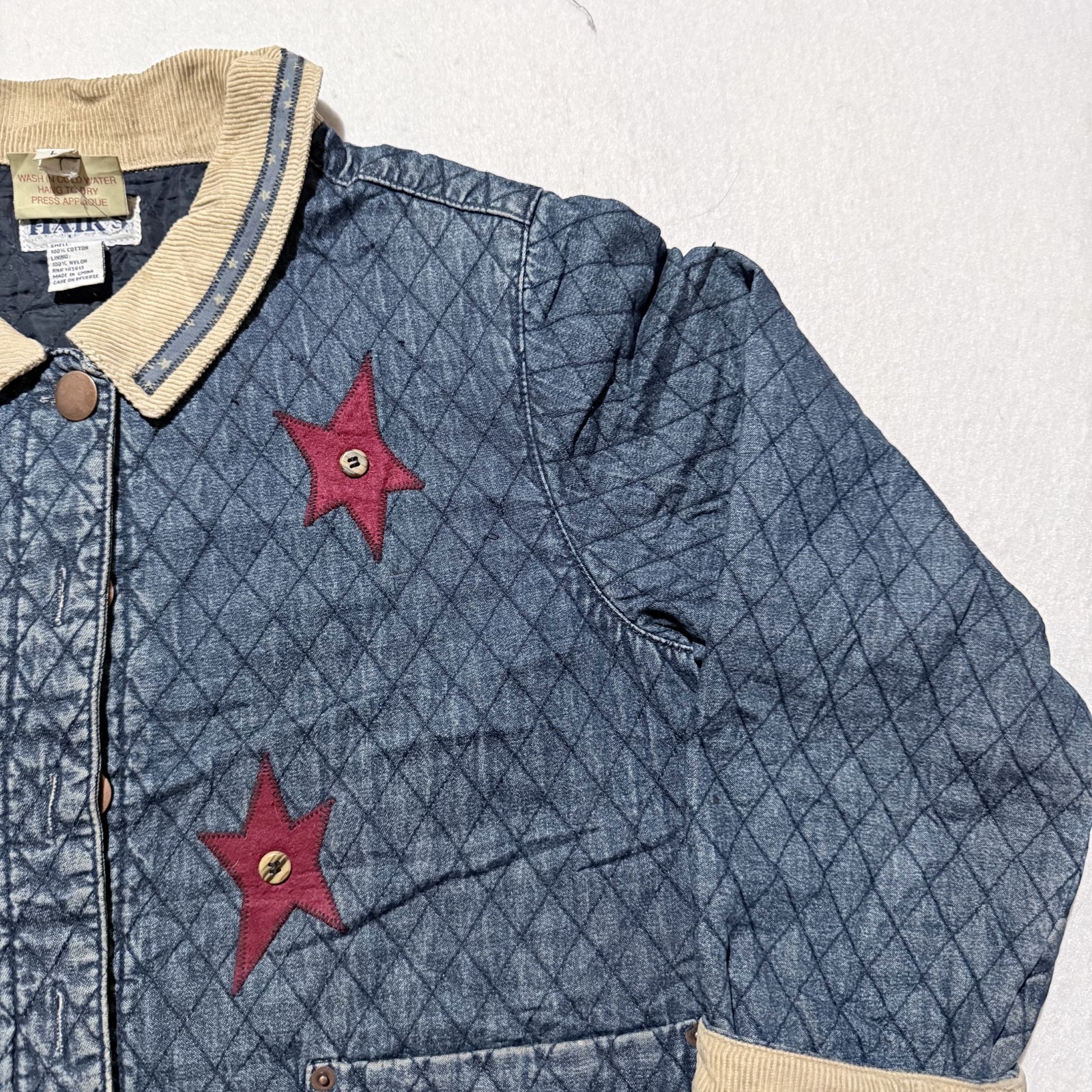 Vintage Quilted Denim Patchwork Jacket Haik’s Wom… - image 5